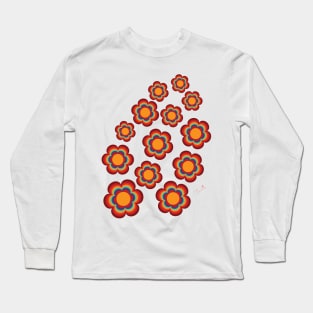 70s Colors Big Sacred Flower Seamless Repeat Pattern Print Long Sleeve T-Shirt